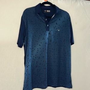 CALLAWAY MENS POLO GOLF OPTI-DRY SHORT SLEEVE MULTICOLOR BLUE SHIRT SIZE MEDIUM